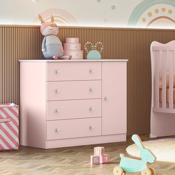 Cômoda Doce sonho 2561 - Rosa - Jolear Móveis