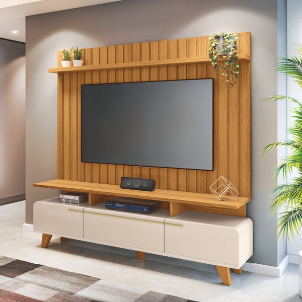 Painel Suspenso Ripado Link 2.0 C/ Rack Bancada Essenza 2.0