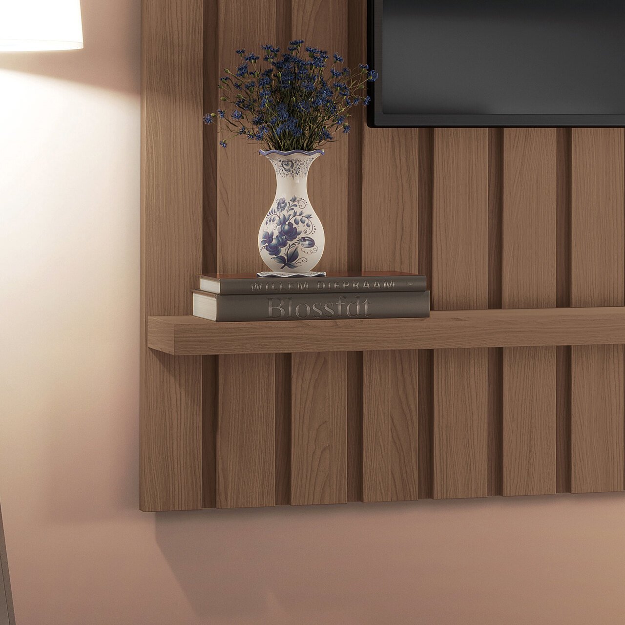 Painel Suspenso Ripado Link 1.6 C/ Rack Bancada Essenza 1.6 - Off