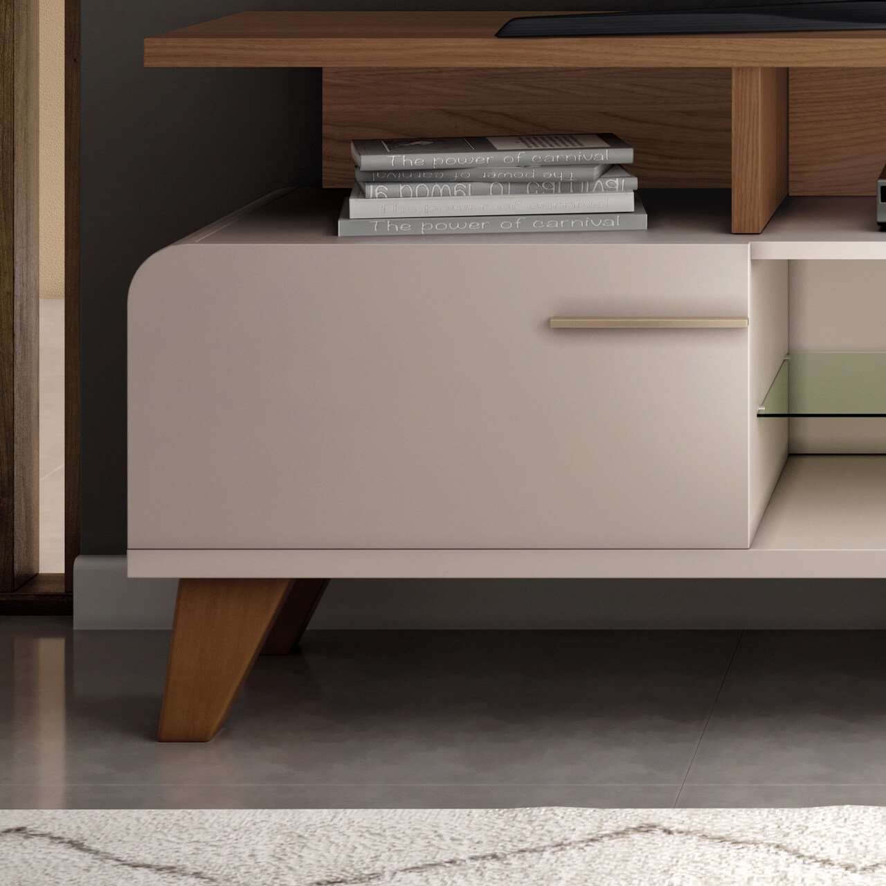 Painel Suspenso Ripado Link 1.6 C/ Rack Bancada Essenza 1.6 - Off